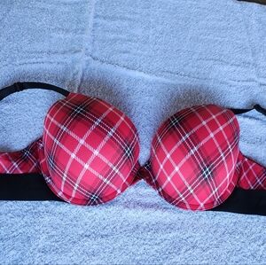 Pink Victoria's secret bra 34D wear everywhere push up red plaid